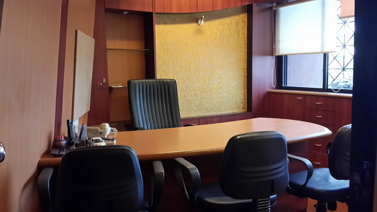 Director's cabin with executive desk in a furnished office for rent in Chembur